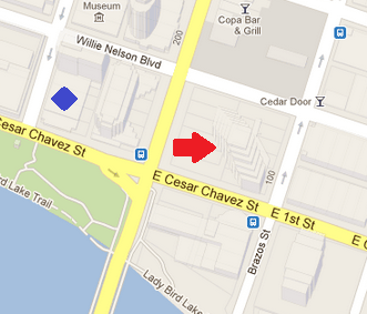 In this example, the red arrow points to the right location, the blue diamond indicates the wrong location